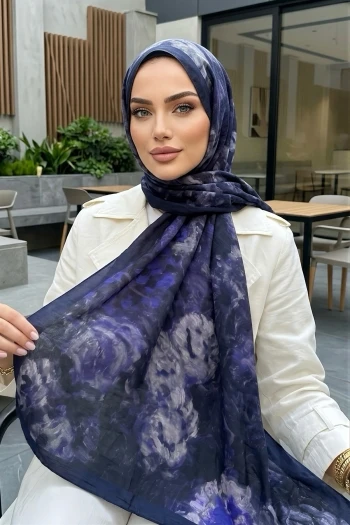 Lacivert Mavi İpekhan Seren Şal
