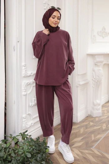 Mürdüm Tunik Pantolonlu Takım