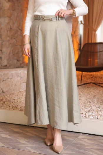 Olive Bel Kemerli Kloş Etek