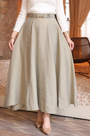 Olive Bel Kemerli Kloş Etek