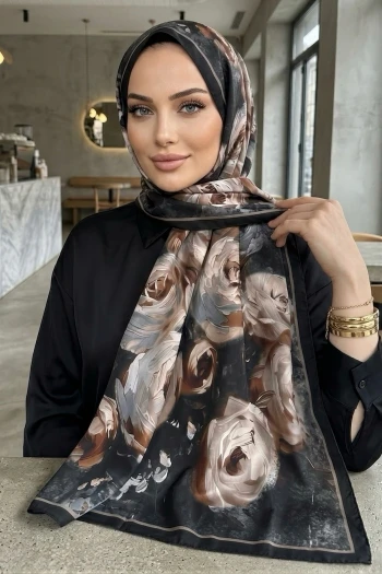 Siyah Desenli Soft Şal