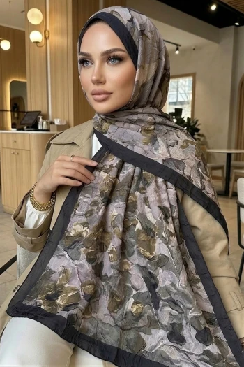 Siyah Haki İpekhan Desenli Kraş Şal