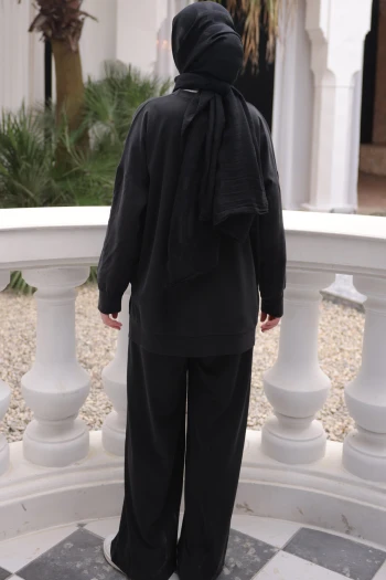 Siyah Tunik Pantolonlu Modal Takım