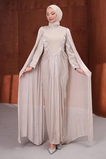 Taş Önü Drapeli Taşlı Abiye