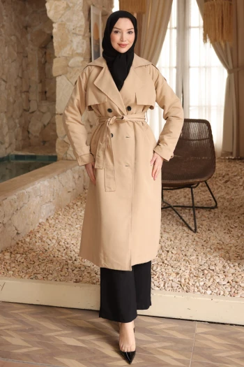 Vizon Kruvaze Yaka Astarlı Trençkot