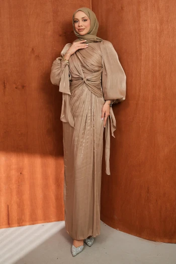 Vizon Ön Detaylı Şifon abiye