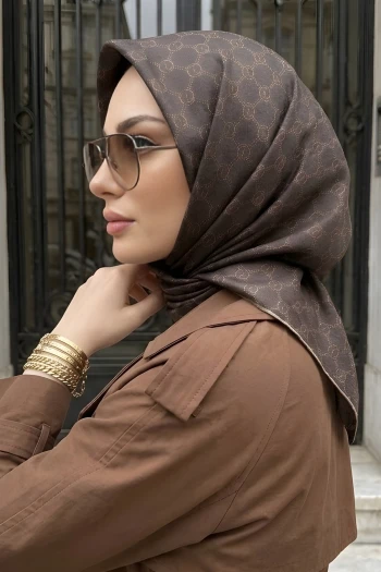 Acı Kahve Trend Dijital Twil- Rayon Krisital Eşarp