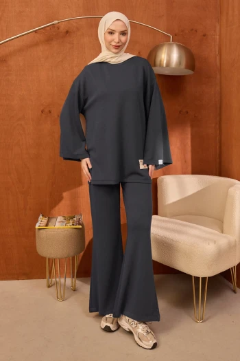 Antrasit Armalı Tunik Pantolonlu Modal Takım