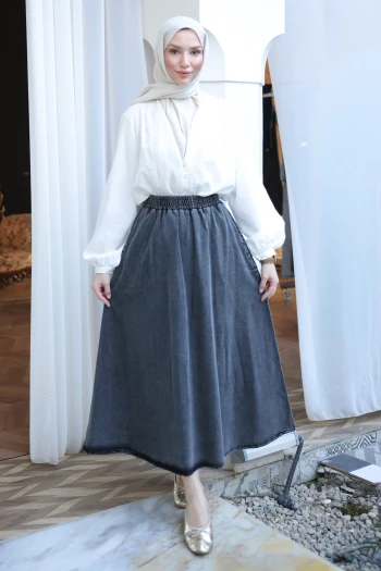 Antrasit Bel Lastikli Cepli Kot Etek