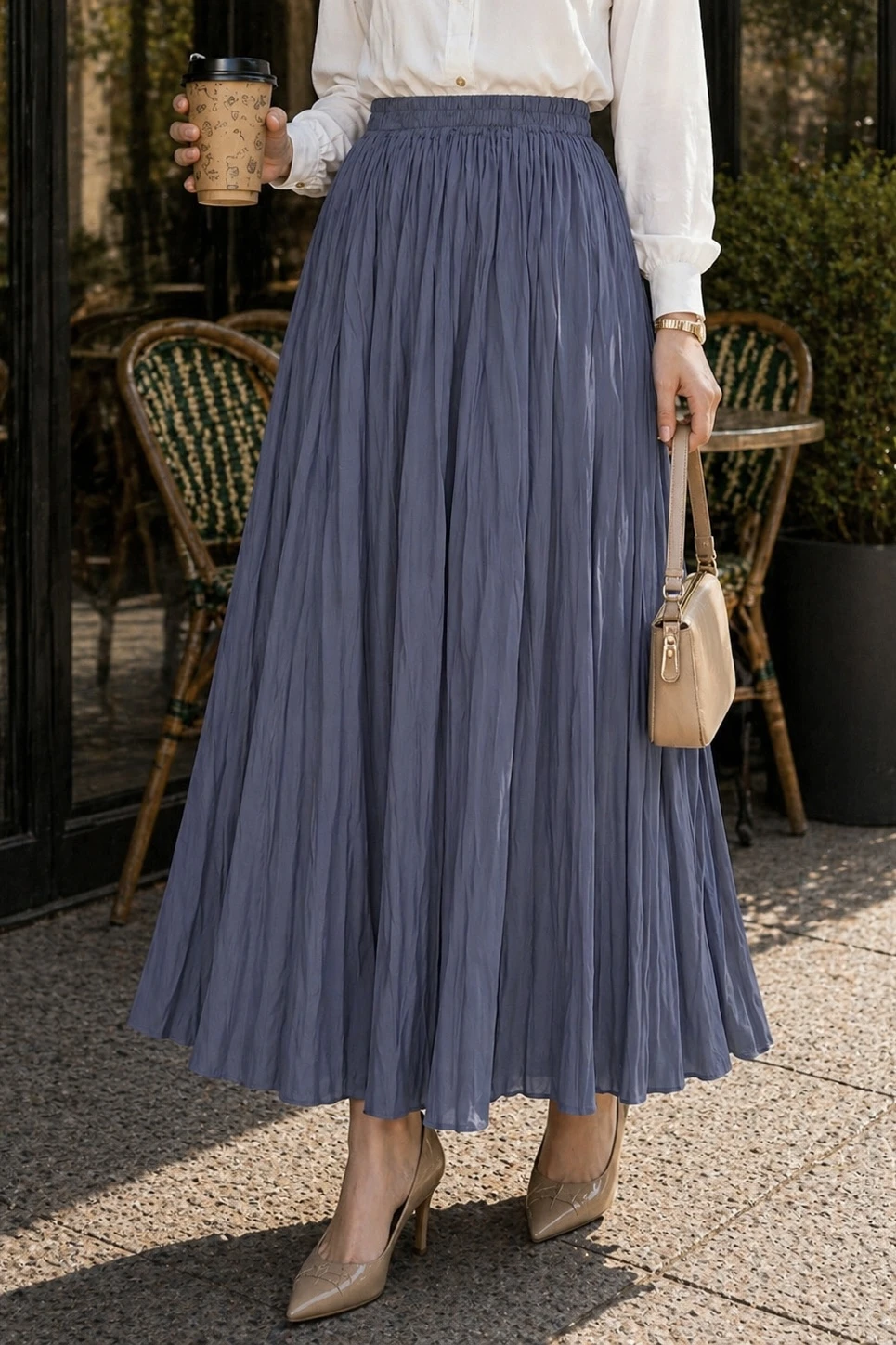 Antrasit Beli Lastikli Kraş Etek