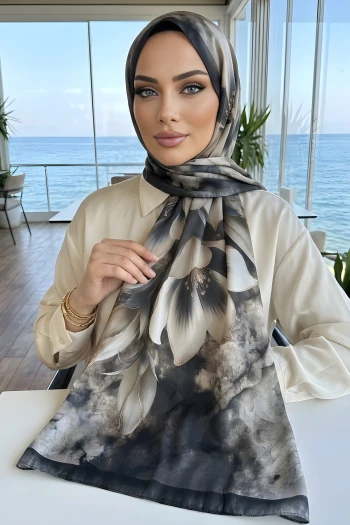 Antrasit Desenli Soft Şal