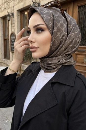 Antrasit Trend Dijital Twil- Rayon Krisital Eşarp