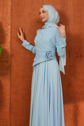 Bebe Mavi Önü Drapeli Abiye