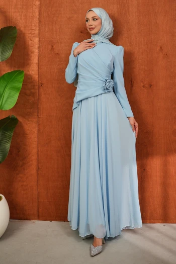 Bebe Mavi Önü Drapeli Abiye