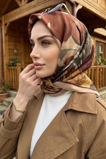 Bej Desenli Soft Eşarp