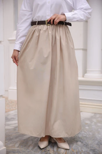 Bej Kemerli Cepli Polin Etek