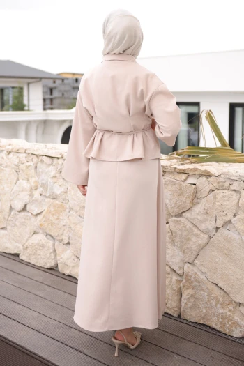 Bej Pens Dikişli Gömlek Etekli Dabıl Takım