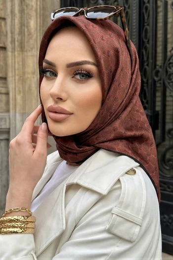 Bordo Trend Dijital Twil- Rayon Krisital Eşarp