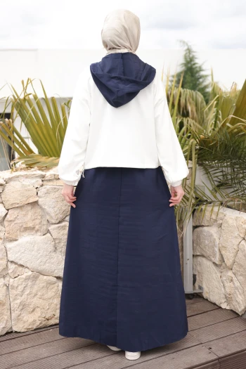 Ekru Garnili Hırka Elbise İkili Kombin