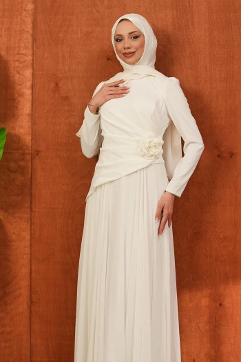 Ekru Önü Drapeli Abiye