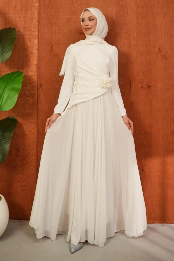 Ekru Önü Drapeli Abiye