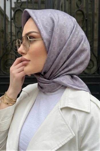 Gri Trend Dijital Twil- Rayon Krisital Eşarp