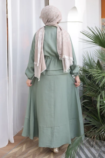 Haki Ceket Etekli Takım