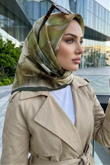 Haki Desenli Soft Eşarp