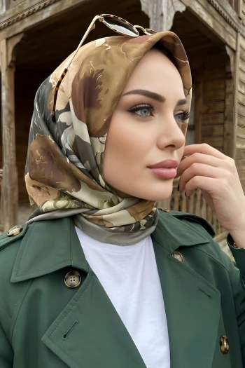 Haki Desenli Soft Eşarp