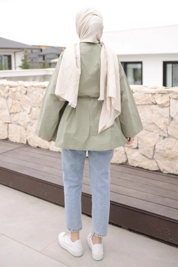 Haki Önü Piliseli Bağlamalı Tunik