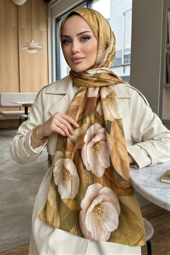 Hardal Desenli Soft Şal