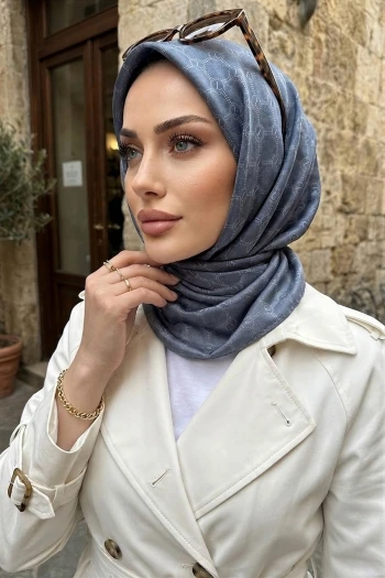 İndigo Trend Dijital Twil- Rayon Krisital Eşarp