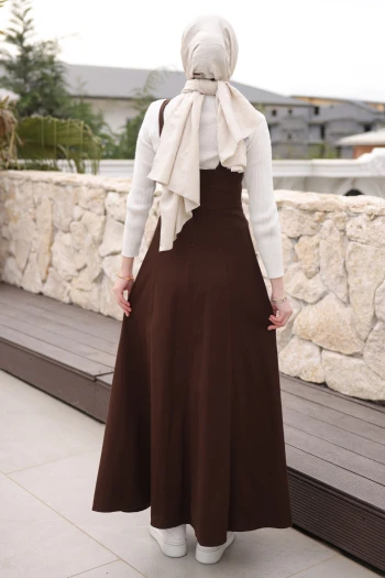 Kahverengi Fermuar Detaylı Gabardin Jile