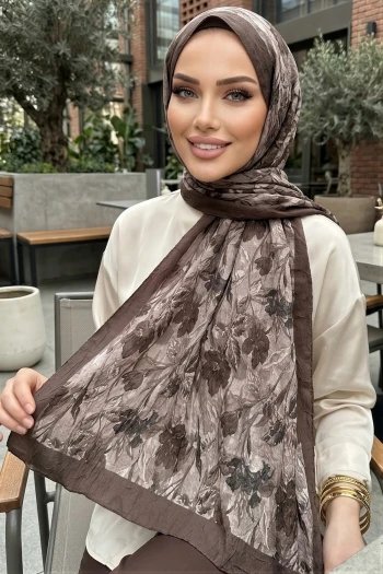 Koyuv Vizon İpekhan Desenli Kraş Şal