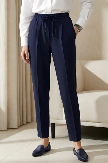 Lacivert Bel Lastikli Cepli Dabıl Havuç Pantolon