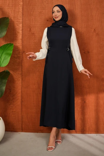 Lacivert Kendinden Kemerli Dabıl Jile