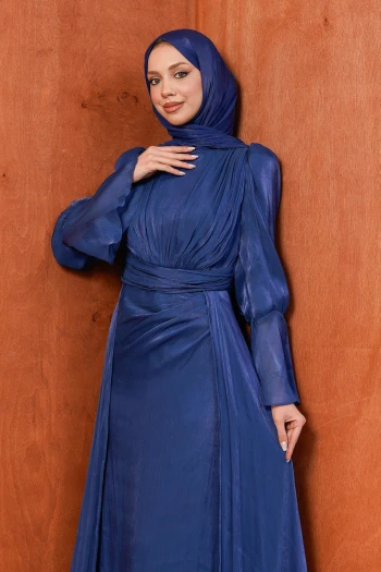 Lacivert Kol Detaylı Abiye