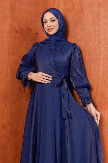 Lacivert Yandan Bağlamalı Abiye