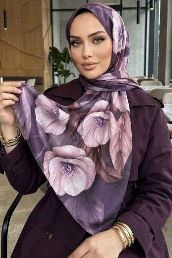 Mor Desenli Soft Şal