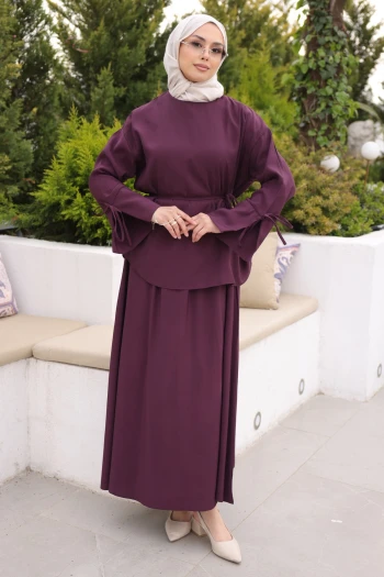 Mürdüm Bağcık Detaylı Etekli Takım