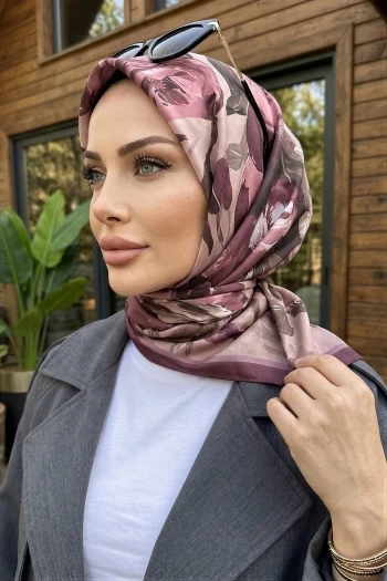 Mürdüm Desenli Soft Eşarp