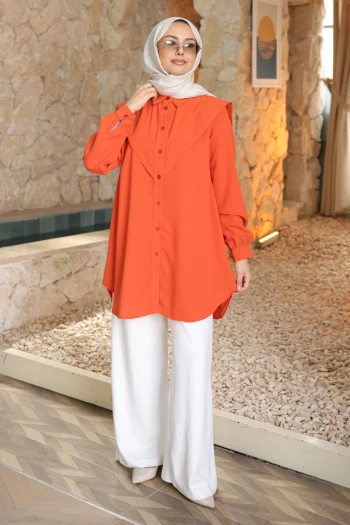 Oranj Ön Detaylı Linda Tunik