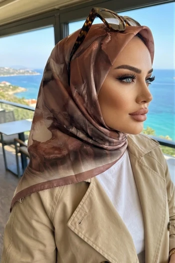 Pudra Desenli Soft Eşarp