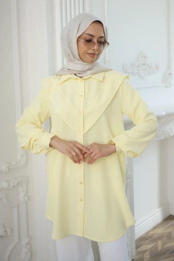 Sarı Ön Detaylı Linda Tunik