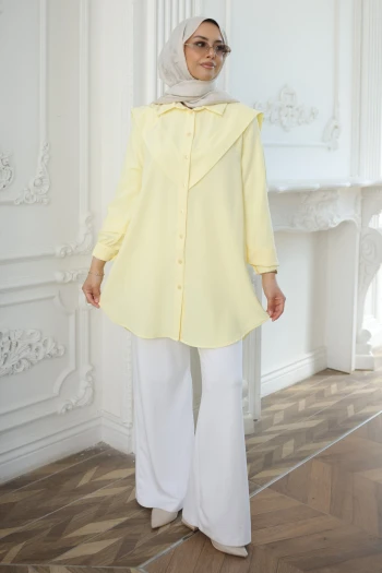 Sarı Ön Detaylı Linda Tunik