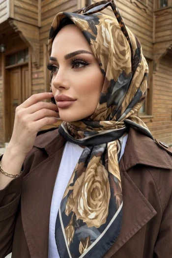 Siyah Desenli Soft Eşarp