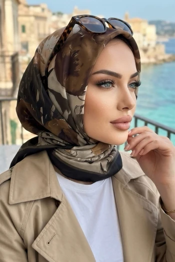 Siyah Desenli Soft Eşarp