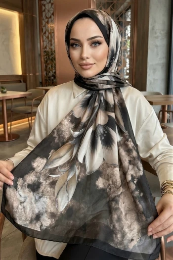 Siyah Desenli Soft Şal