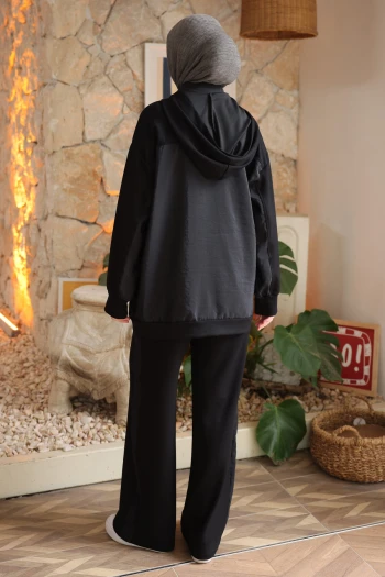 Siyah Garnili Tunik Pantolonlu Modal Takım