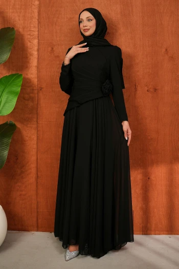 Siyah Önü Drapeli Abiye